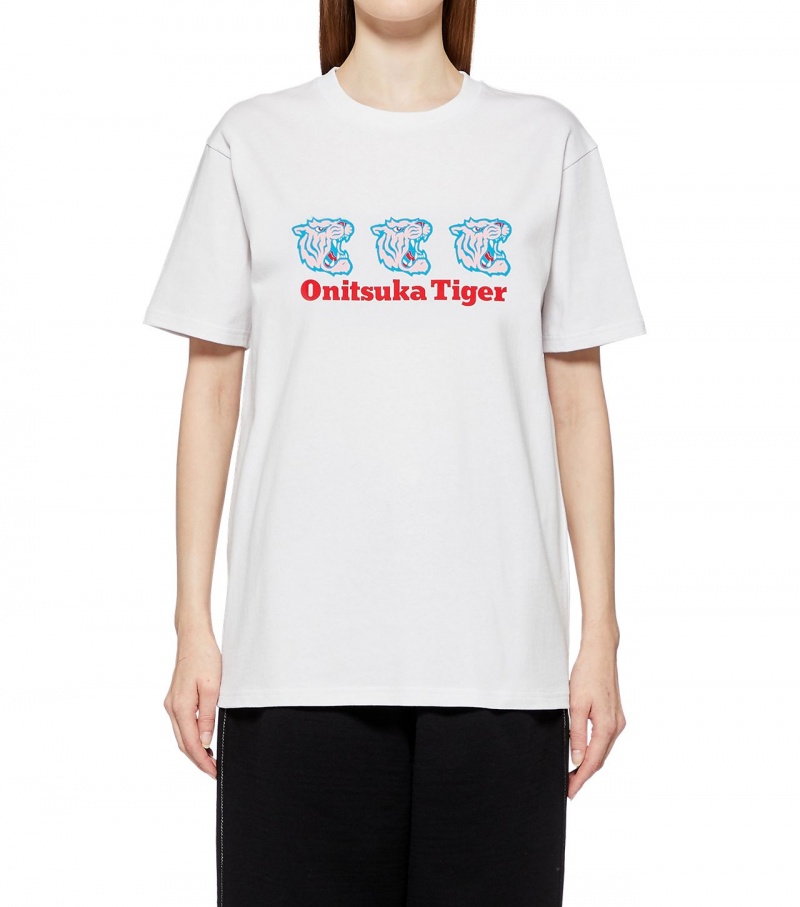 Men's Onitsuka Tiger Graphic T Shirts White | 50623-POES