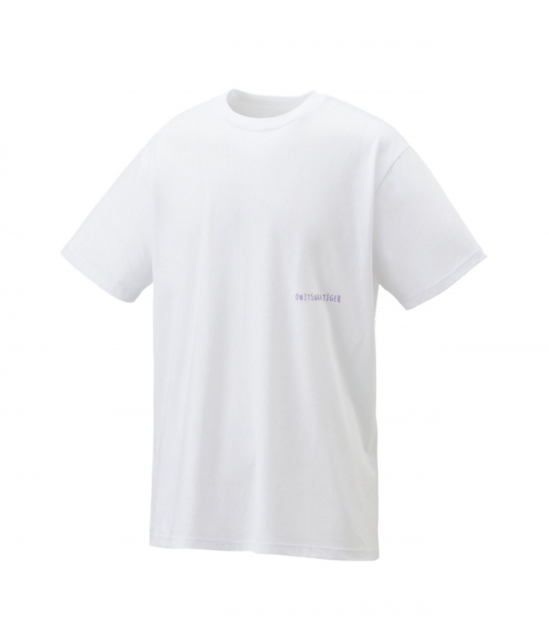 Men's Onitsuka Tiger Graphic T Shirts White | 87435-EHOQ