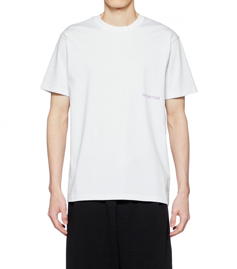 Men's Onitsuka Tiger Graphic T Shirts White | 87435-EHOQ