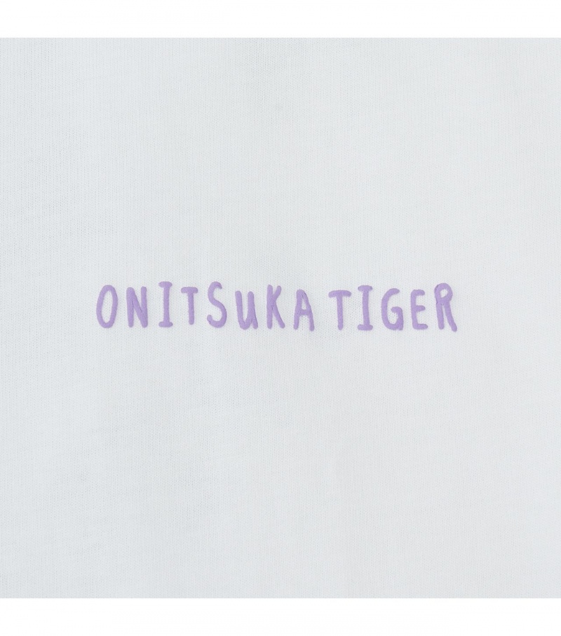 Men's Onitsuka Tiger Graphic T Shirts White | 87435-EHOQ