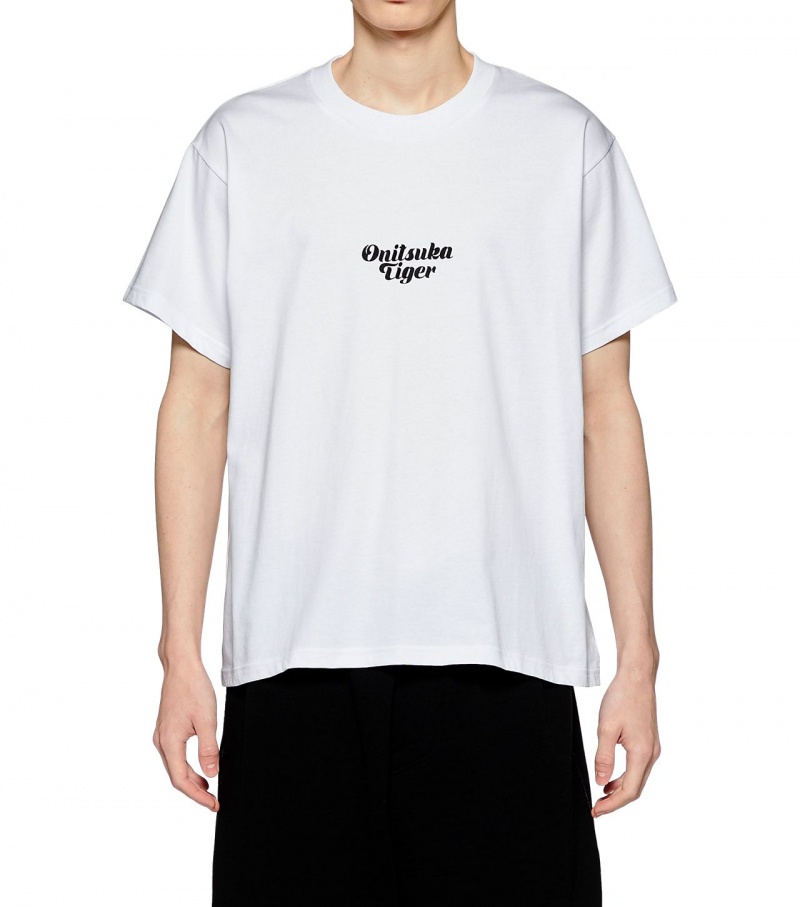 Men's Onitsuka Tiger Graphic T Shirts White | 37680-WPLV