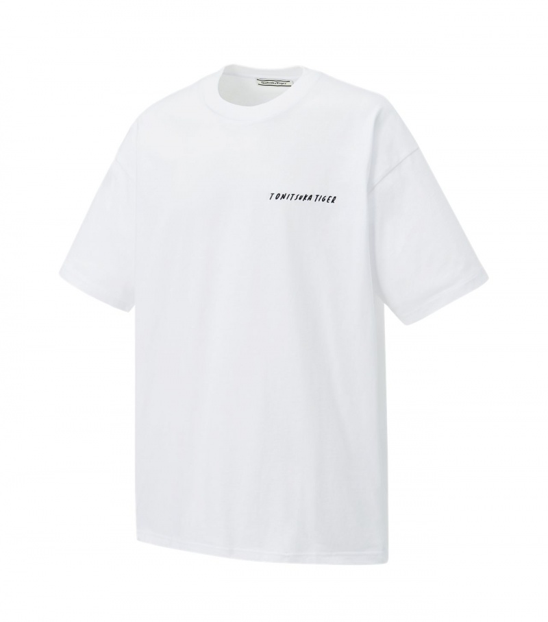 Men's Onitsuka Tiger Graphic T Shirts White | 75912-KECV