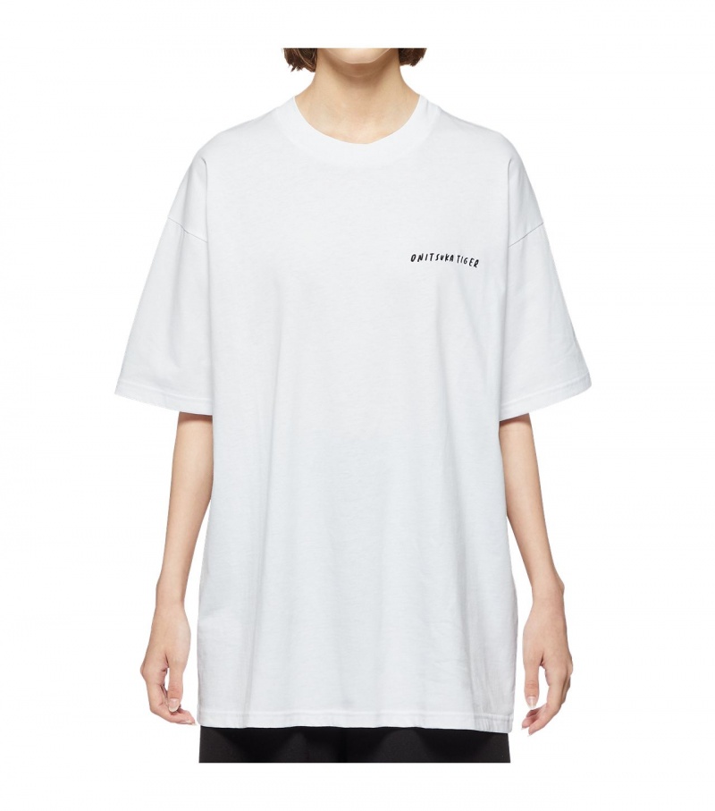 Men's Onitsuka Tiger Graphic T Shirts White | 75912-KECV