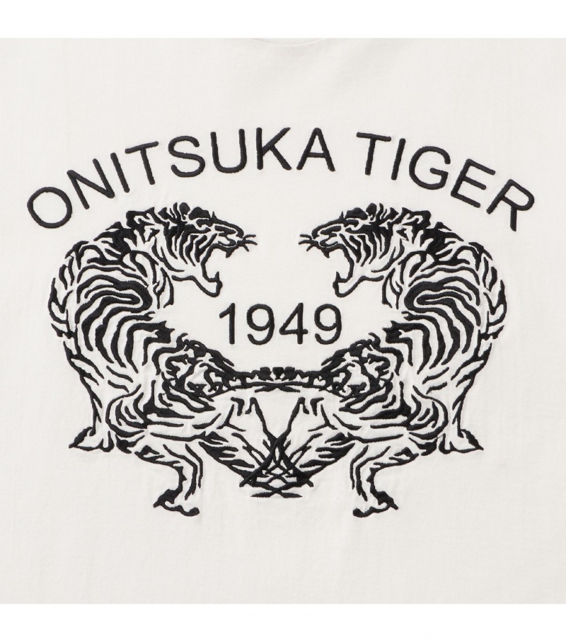 Men's Onitsuka Tiger Graphic T Shirts White | 10573-SBND