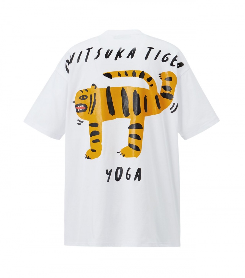 Men's Onitsuka Tiger Graphic T Shirts White | 58602-KNHL