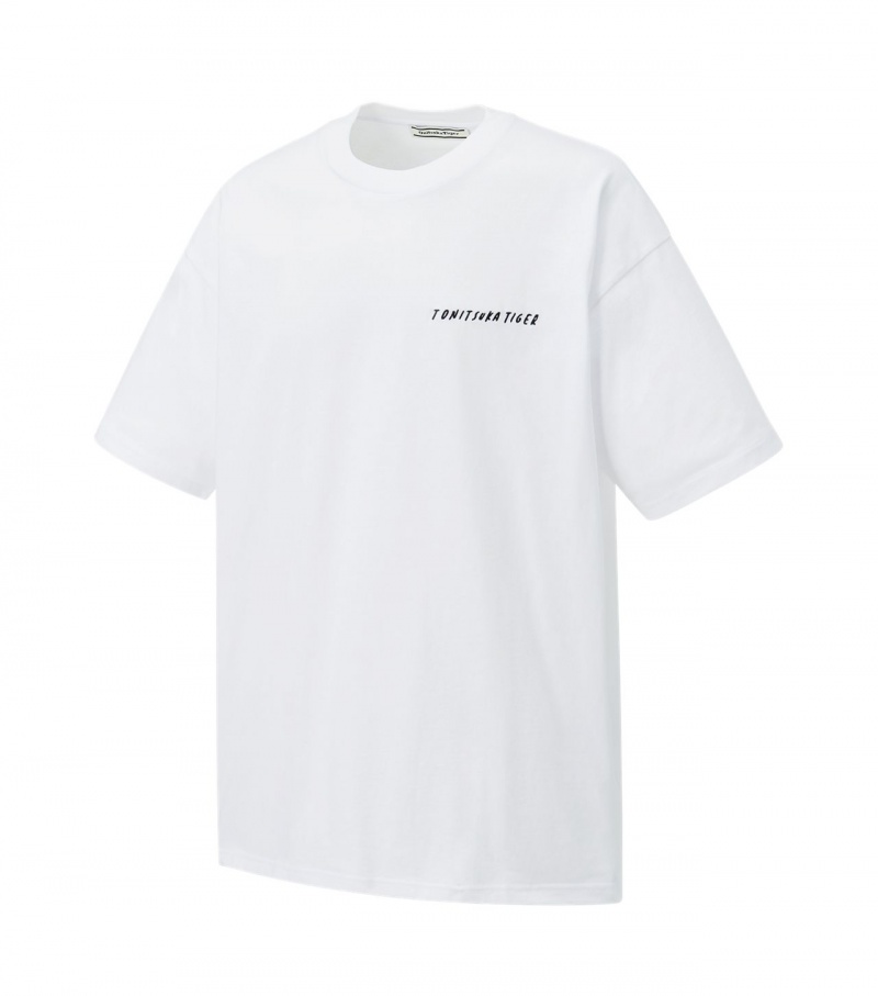 Men's Onitsuka Tiger Graphic T Shirts White | 63918-HYWJ