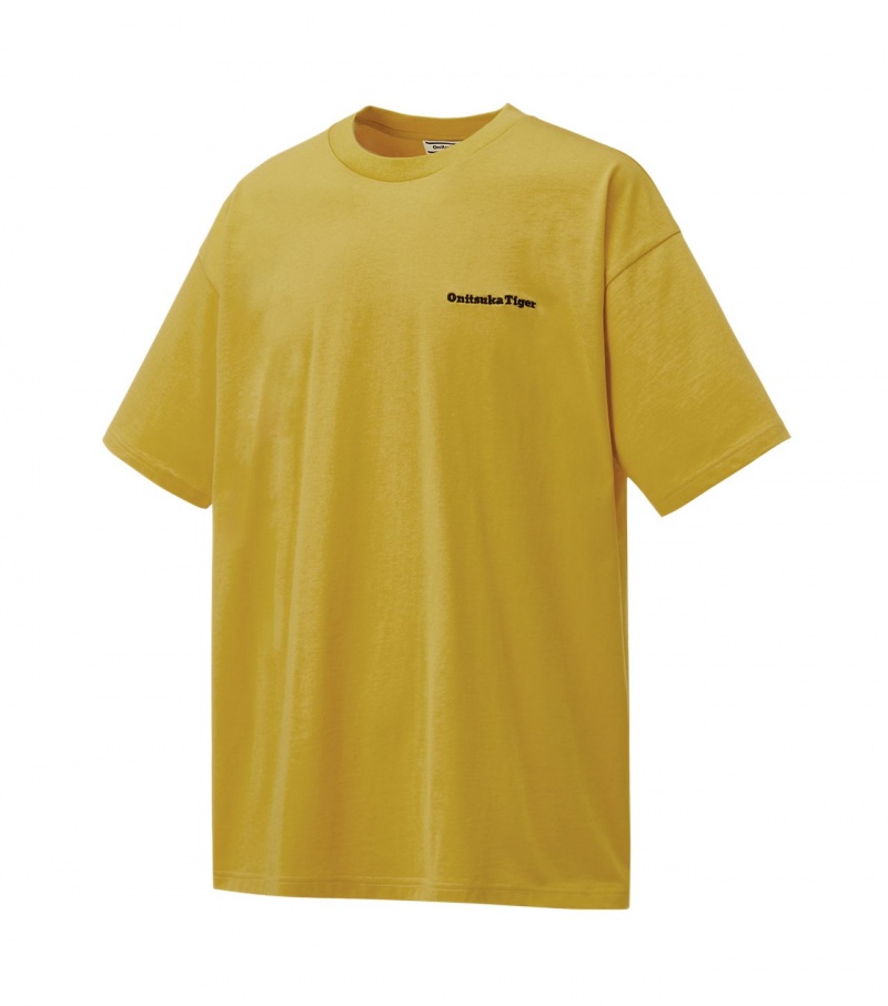 Men's Onitsuka Tiger Graphic T Shirts Yellow | 23457-LNPC