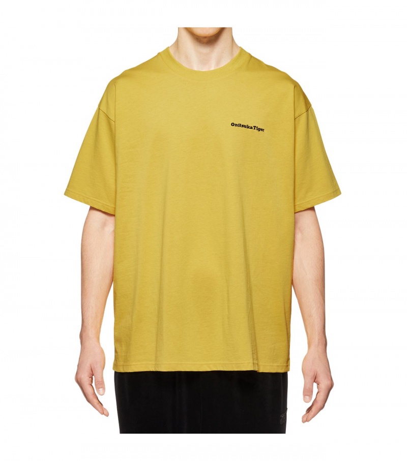 Men's Onitsuka Tiger Graphic T Shirts Yellow | 23457-LNPC