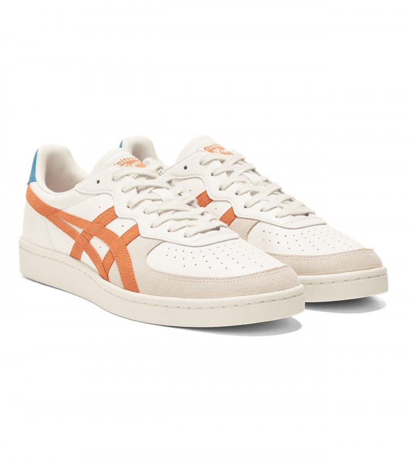 Men's Onitsuka Tiger Gsm Sneakers Cream / Red Orange | 04175-ZOQR