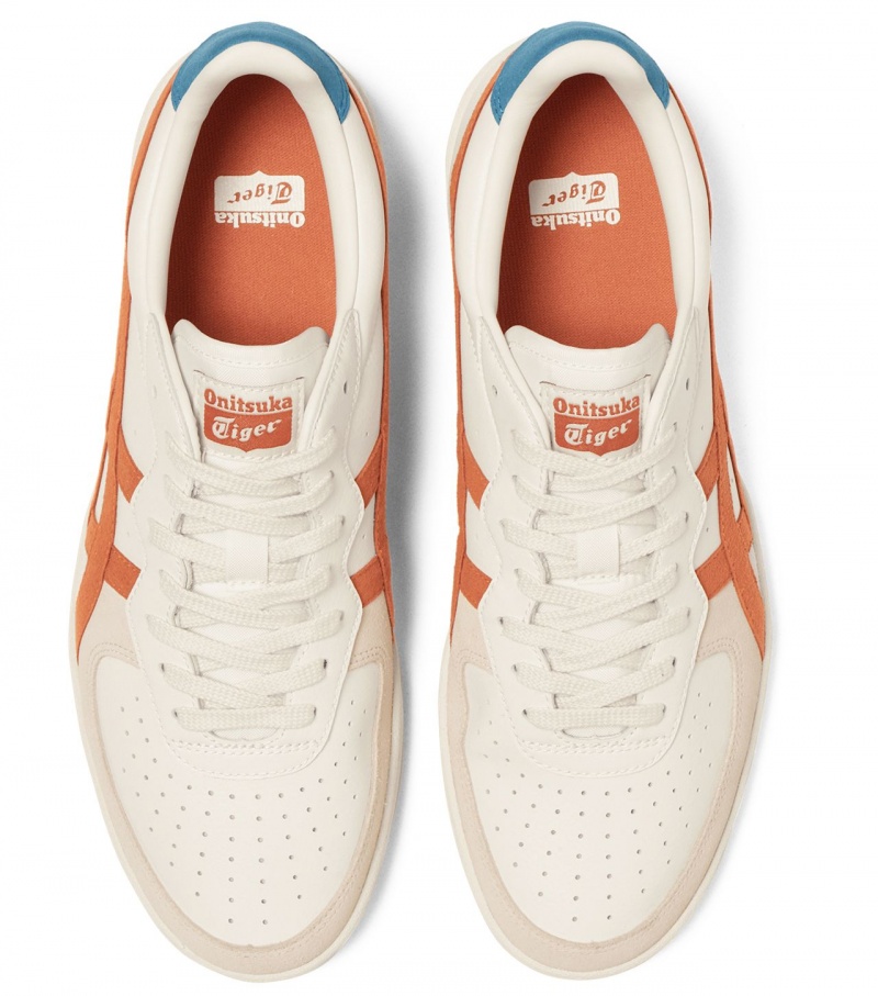 Men's Onitsuka Tiger Gsm Sneakers Cream / Red Orange | 04175-ZOQR