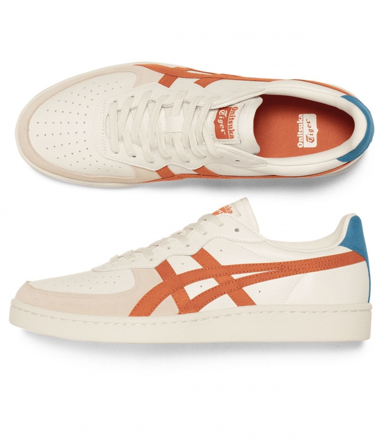 Men's Onitsuka Tiger Gsm Sneakers Cream / Red Orange | 04175-ZOQR