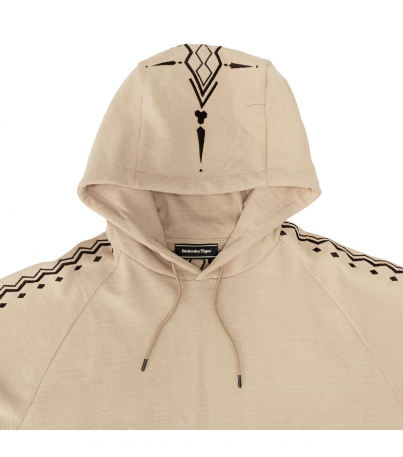 Men's Onitsuka Tiger Hoodie Beige / Black | 17204-KJLN