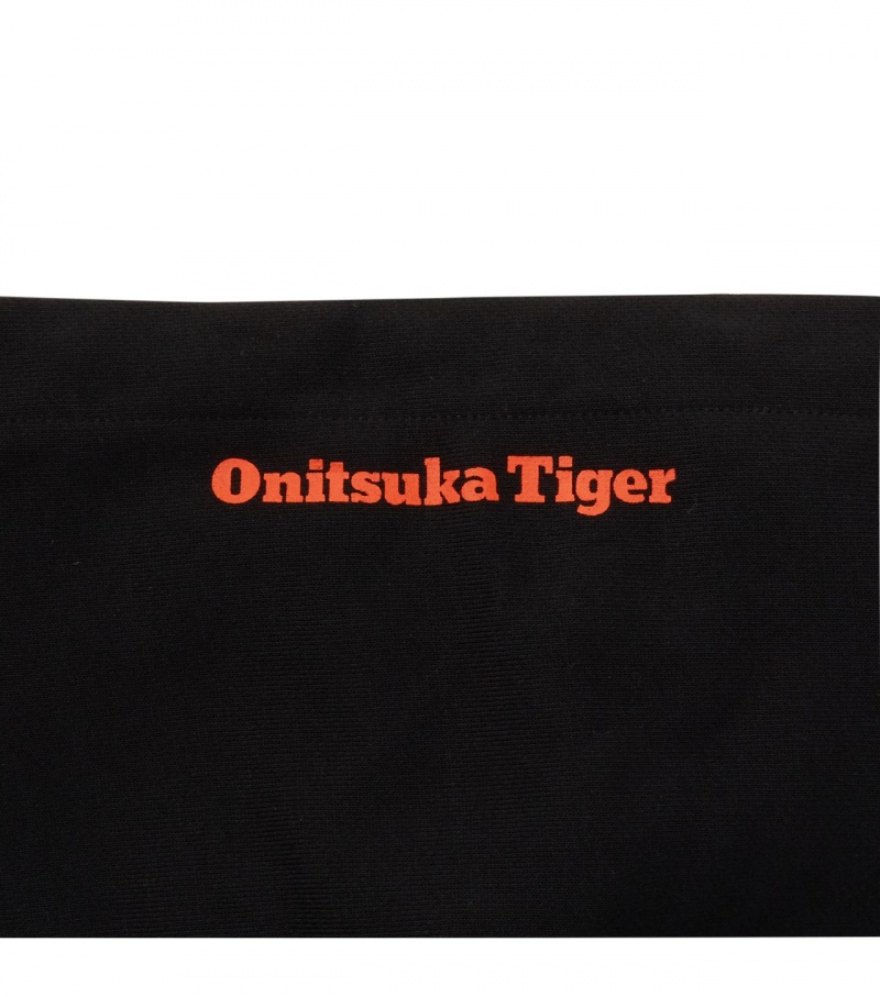 Men's Onitsuka Tiger Hoodie Black / Orange | 52407-WPGN