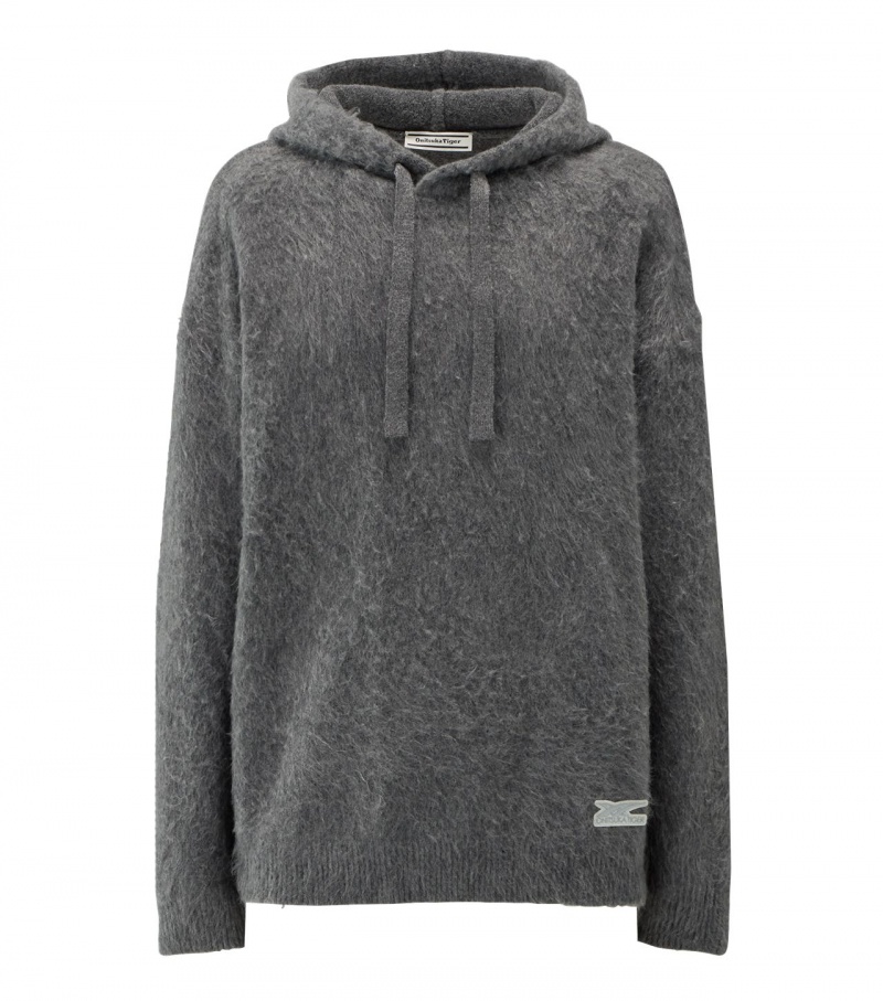 Men\'s Onitsuka Tiger Knit Hoodie Grey | 45870-MUIV