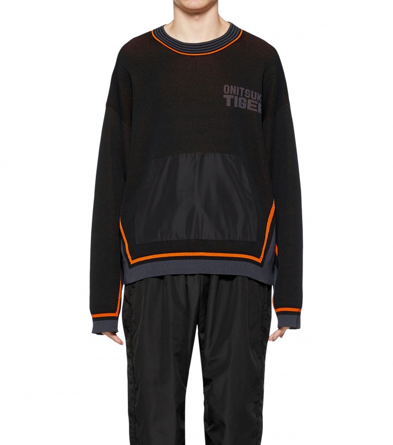 Men's Onitsuka Tiger Knit Tops Black | 43925-PRYQ