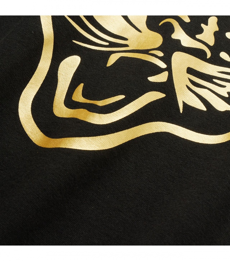 Men's Onitsuka Tiger Logo Graphic T T Shirts Black / Gold | 98140-VFLU