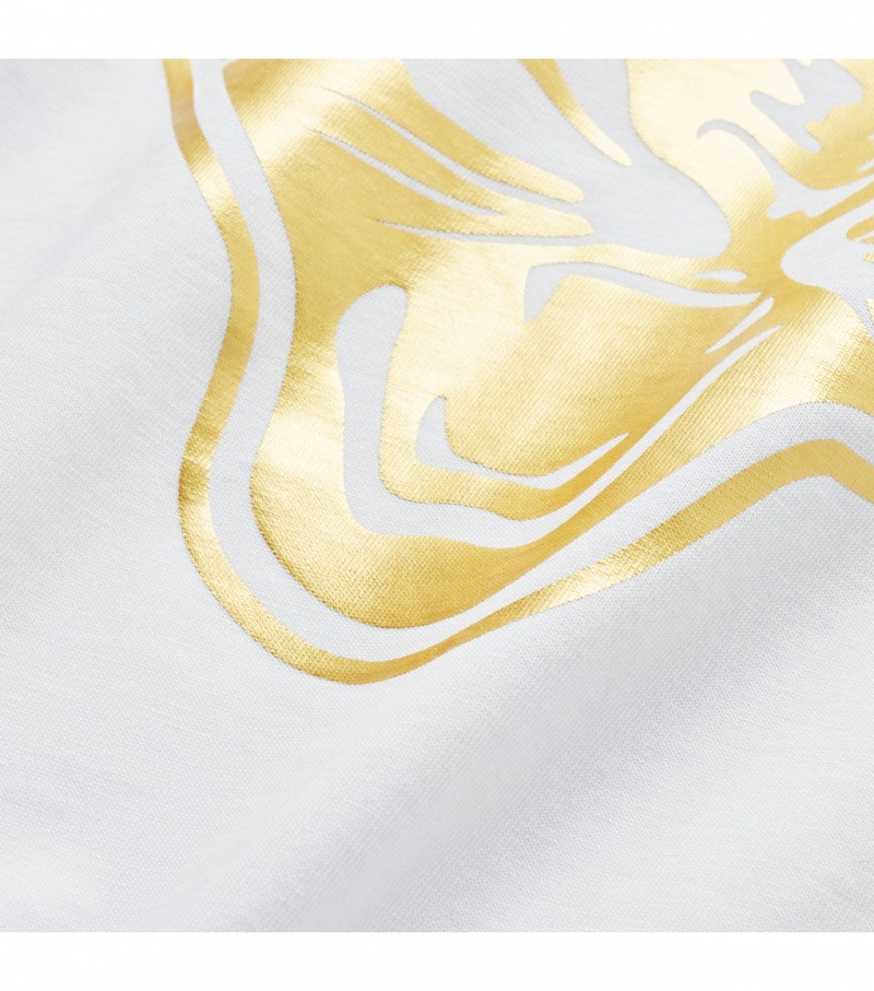 Men's Onitsuka Tiger Logo Graphic T T Shirts White / Gold | 75463-BPUJ