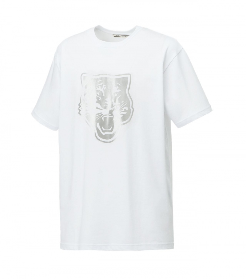 Men's Onitsuka Tiger Logo Graphic T T Shirts White / Silver | 84205-UGNI