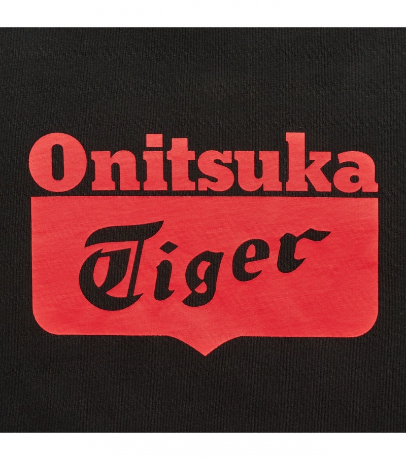 Men's Onitsuka Tiger Logo T Shirts Black / Red | 41596-WRKG