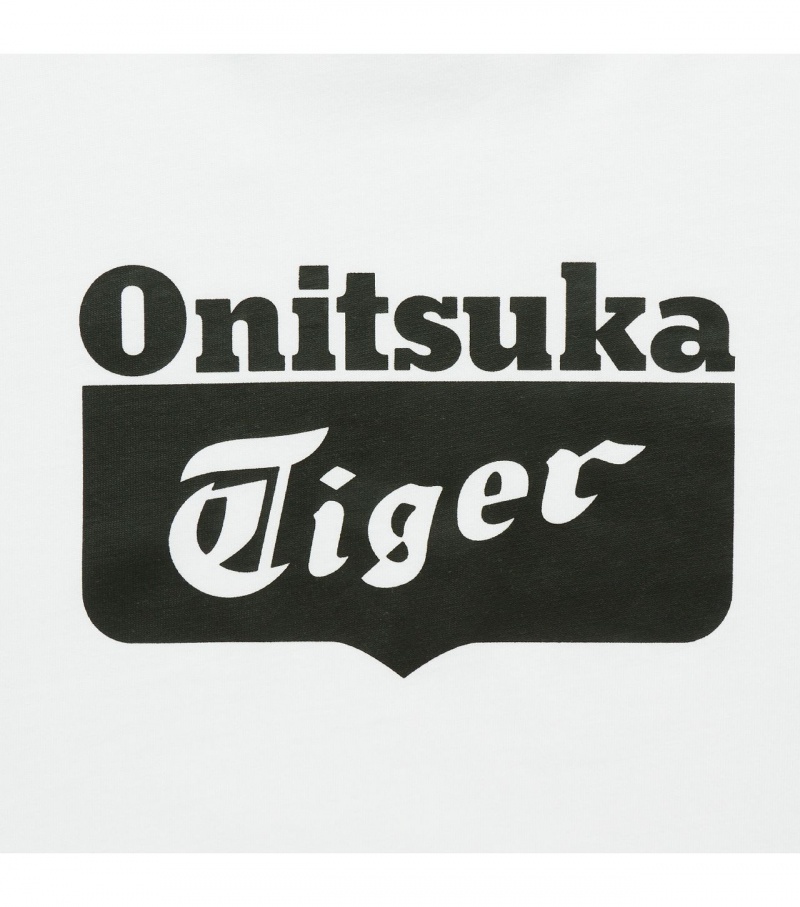 Men's Onitsuka Tiger Logo T Shirts White / Black | 47862-ZEWX