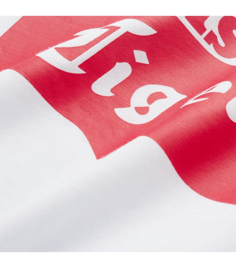 Men's Onitsuka Tiger Logo T Shirts White / Red | 01287-PGEZ