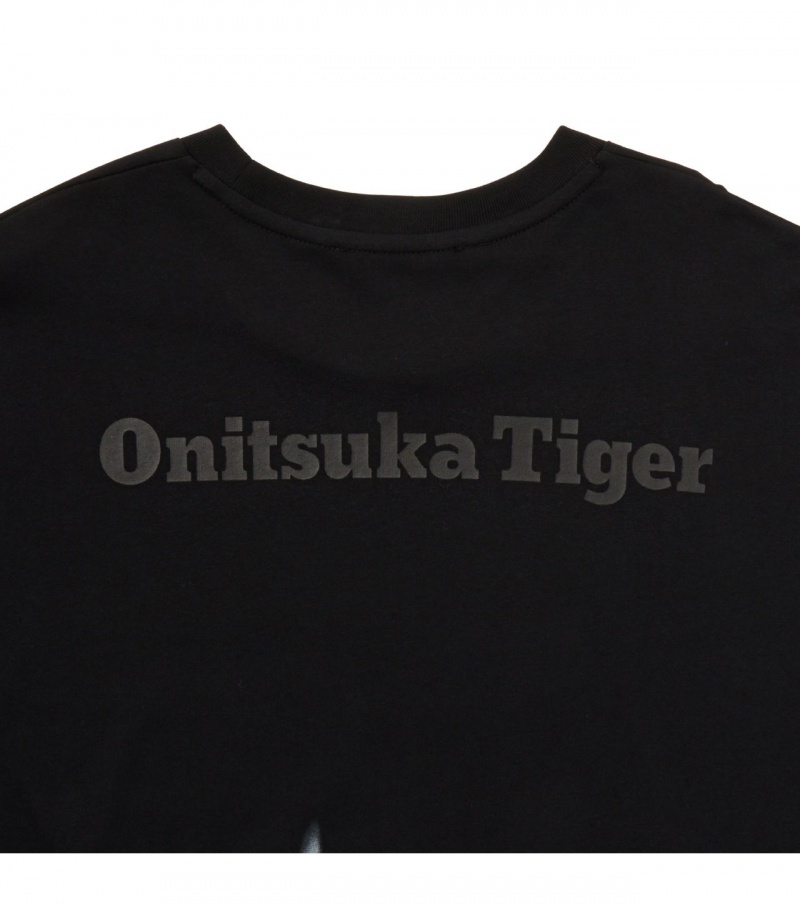 Men's Onitsuka Tiger Ls Graphic T Shirts Black / White | 52360-ZBVU