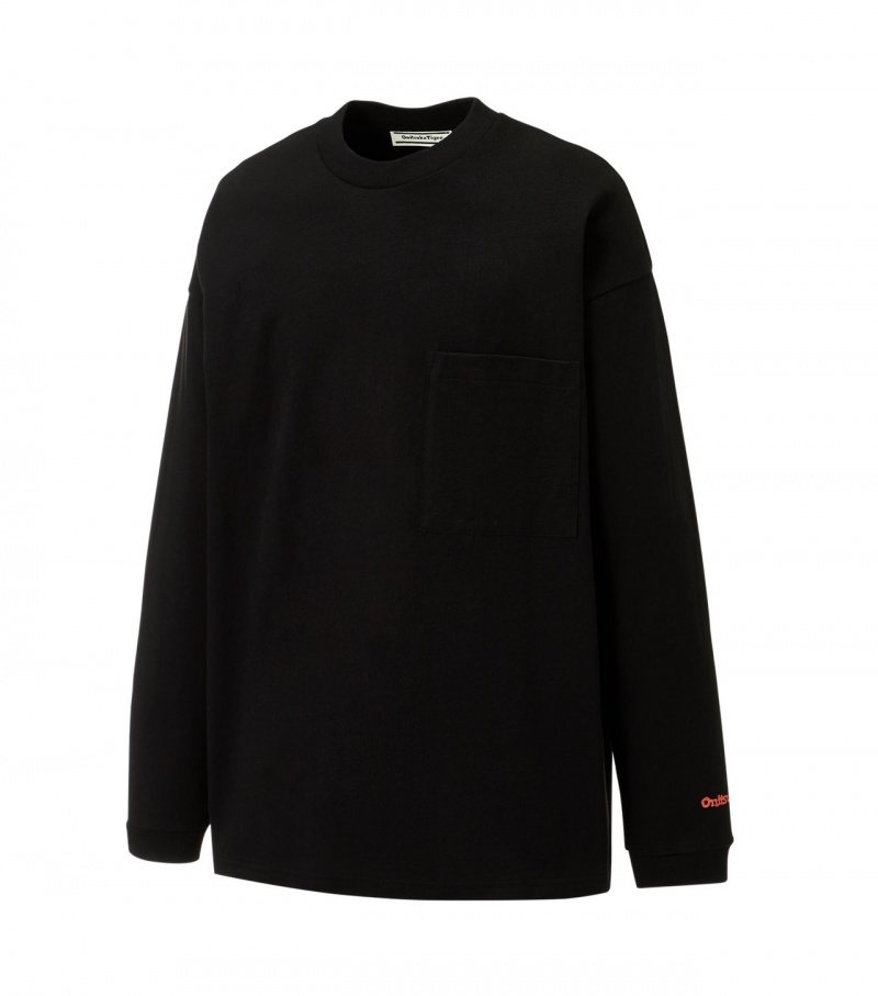 Men's Onitsuka Tiger Ls T Shirts Black | 83657-FSXO