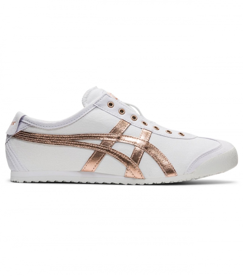 Men\'s Onitsuka Tiger Mexico 66 Slip-On Mexico 66 White / Rose Gold | 89421-DOTA