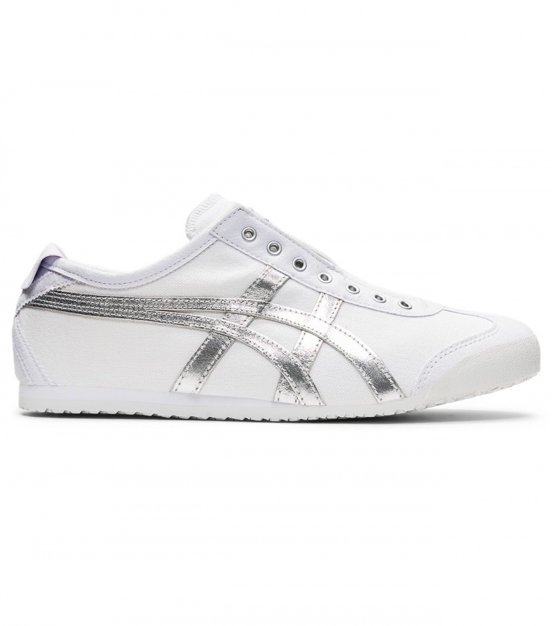 Men\'s Onitsuka Tiger Mexico 66 Slip-On Mexico 66 White / Silver | 62840-YOPI