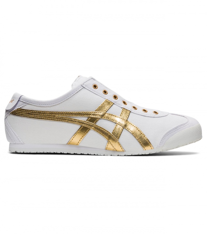 Men\'s Onitsuka Tiger Mexico 66 Slip-On Mexico 66 White / Gold | 20351-PTCO