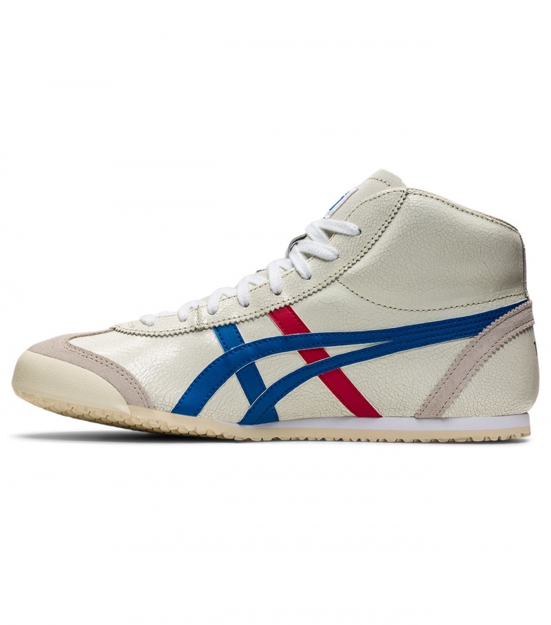 Men's Onitsuka Tiger Mexico Mid Runner High Tops White / Blue | 39241-KRGZ