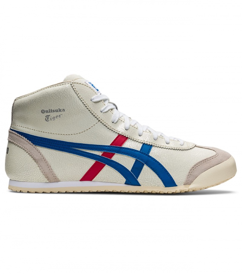 Men\'s Onitsuka Tiger Mexico Mid Runner High Tops White / Blue | 39241-KRGZ