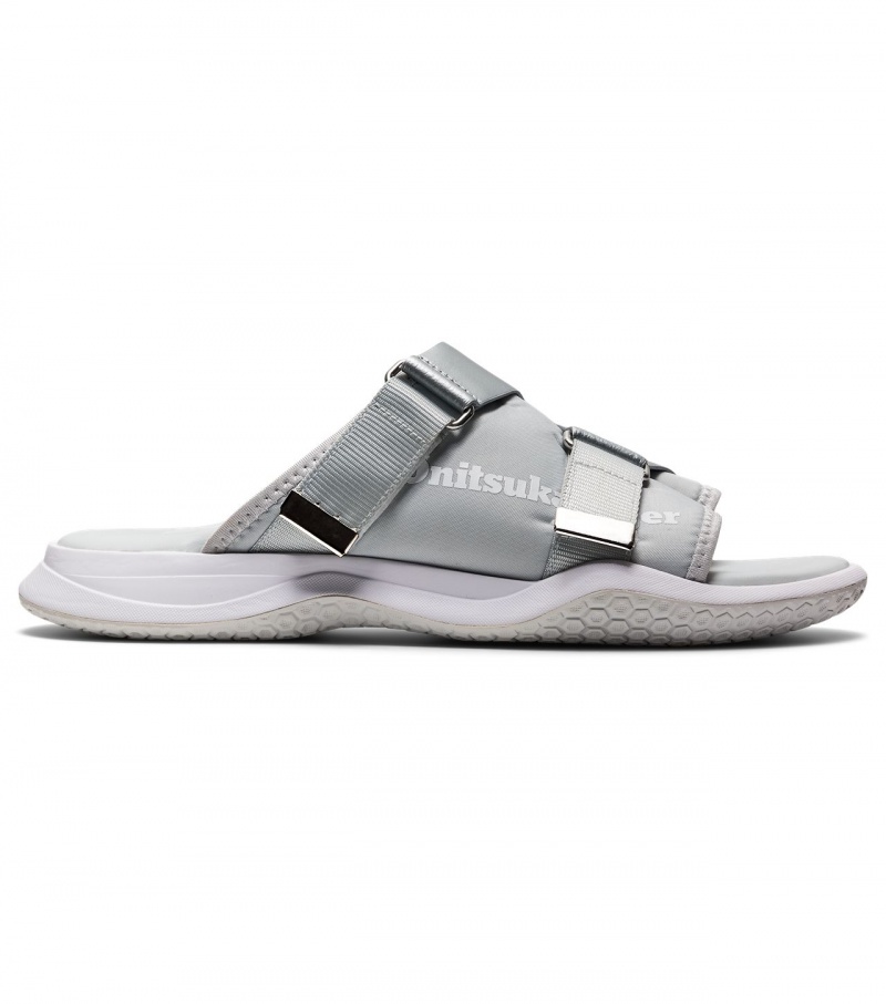 Men\'s Onitsuka Tiger Ohbori Slider Sandals Grey / White | 28357-INBC