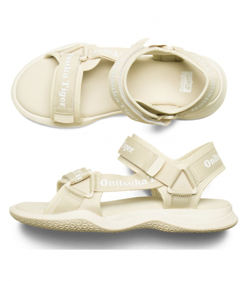 Men's Onitsuka Tiger Ohbori Strap Sandals Beige / White | 48367-HIYT