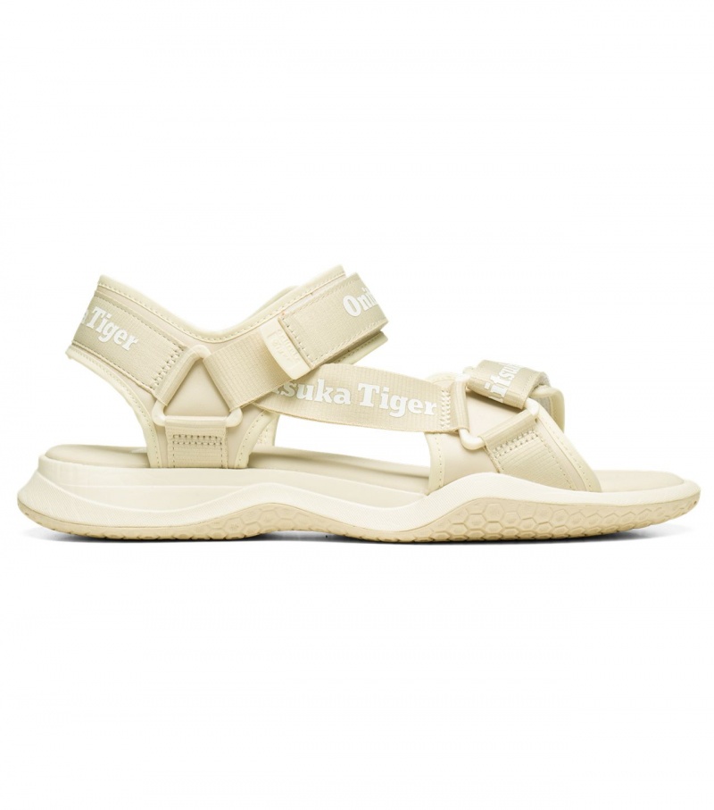 Men\'s Onitsuka Tiger Ohbori Strap Sandals Beige / White | 48367-HIYT