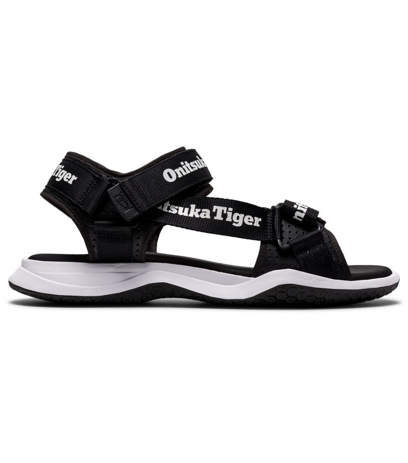 Men\'s Onitsuka Tiger Ohbori Strap Sandals Black / White | 01342-PJSB