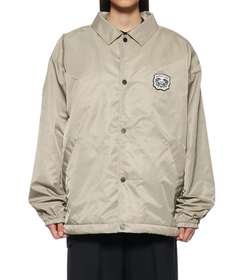 Men's Onitsuka Tiger Padded Coach Jackets Beige | 05782-VSOF