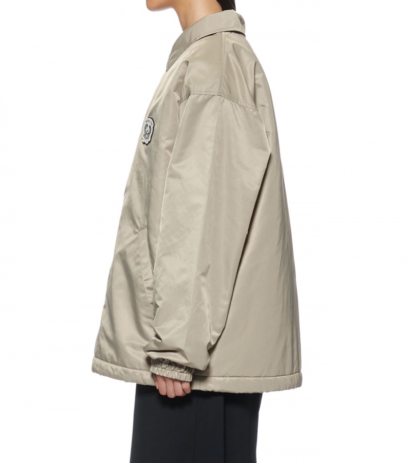 Men's Onitsuka Tiger Padded Coach Jackets Beige | 05782-VSOF