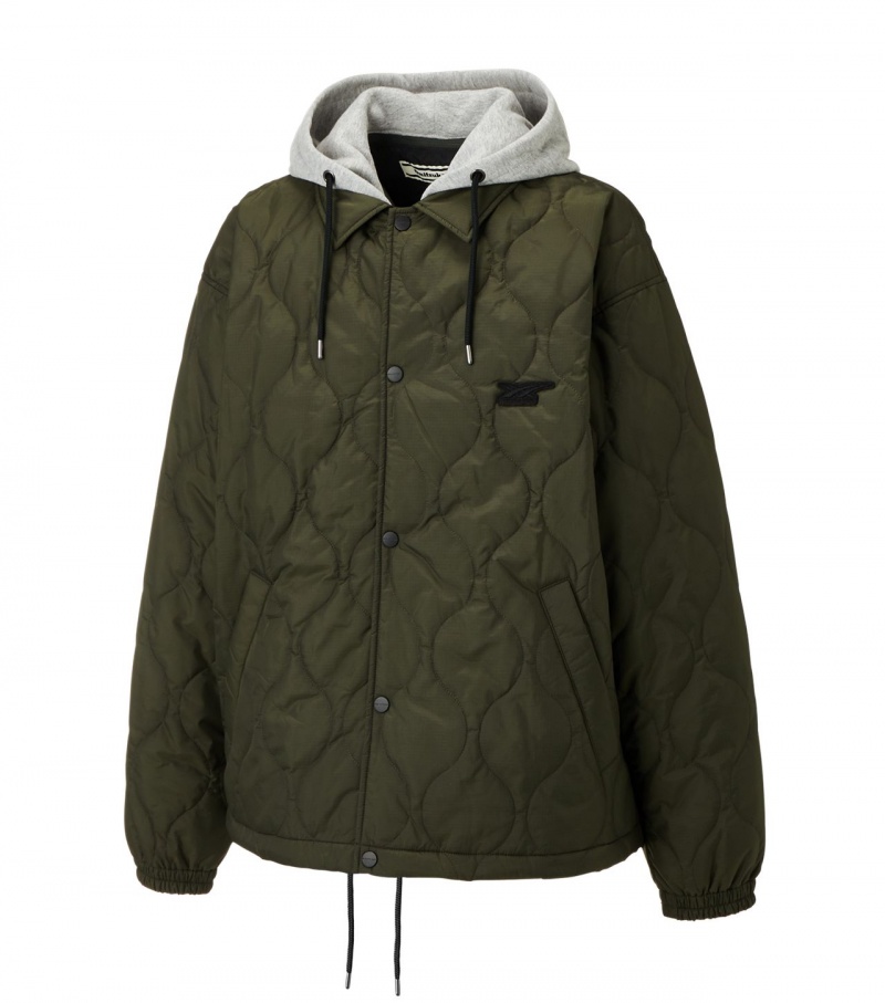 Men's Onitsuka Tiger Quilted Jackets Khaki | 81634-YQEL