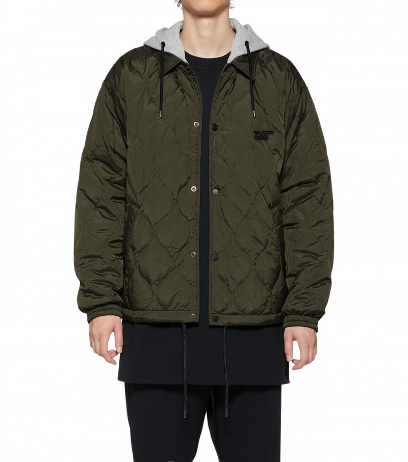 Men's Onitsuka Tiger Quilted Jackets Khaki | 81634-YQEL