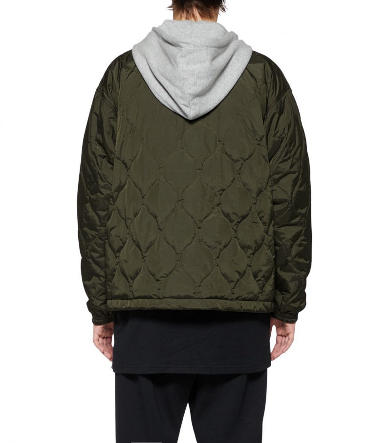 Men's Onitsuka Tiger Quilted Jackets Khaki | 81634-YQEL