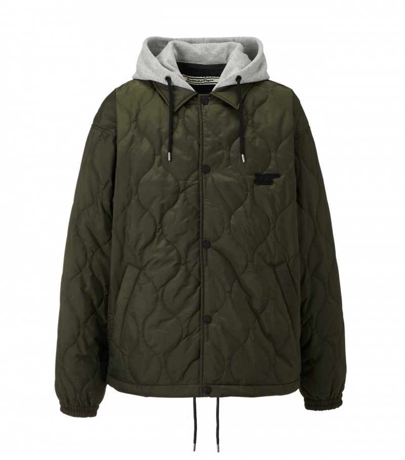 Men\'s Onitsuka Tiger Quilted Jackets Khaki | 81634-YQEL