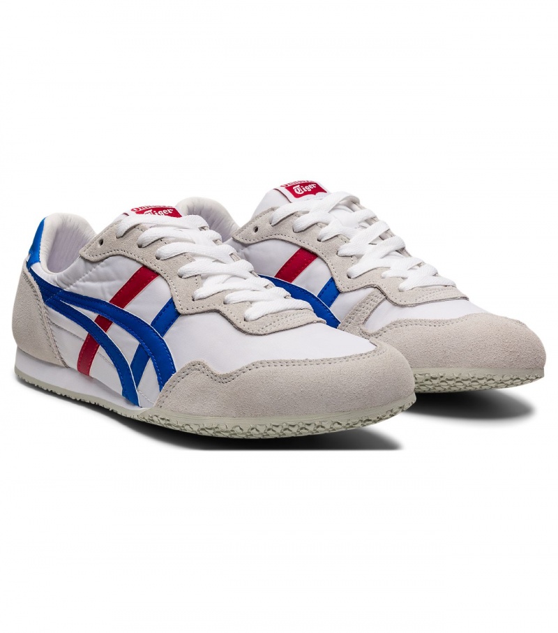 Men's Onitsuka Tiger Serrano Low Tops White / Blue | 19073-TGAR