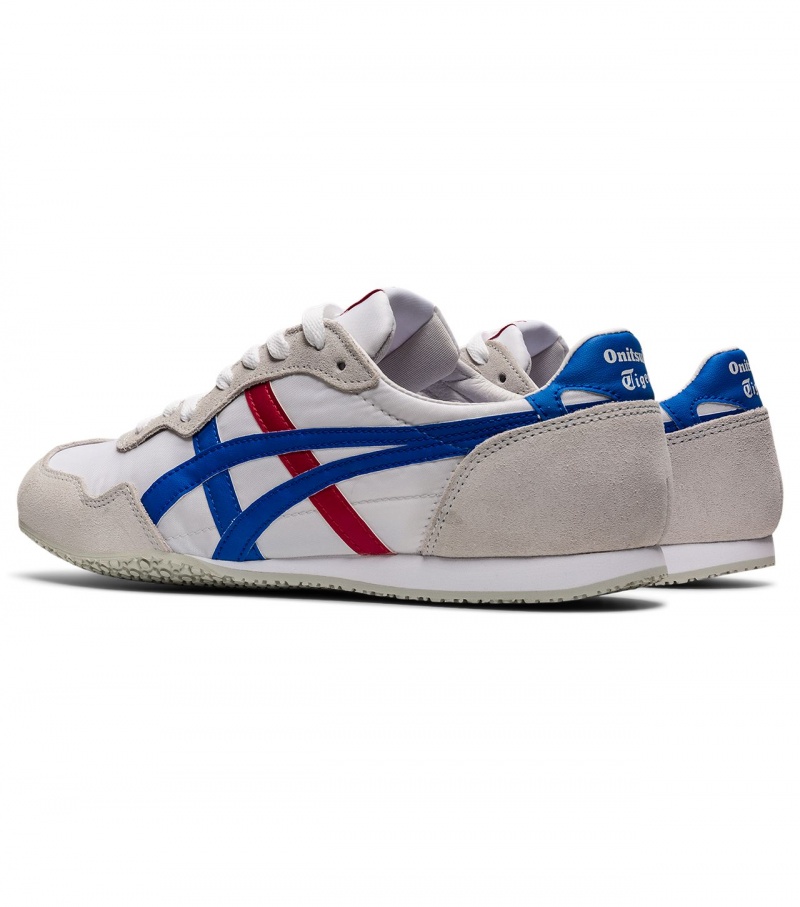 Men's Onitsuka Tiger Serrano Low Tops White / Blue | 19073-TGAR