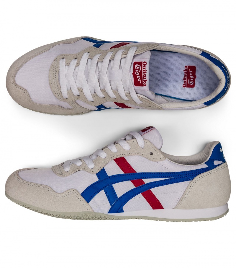 Men's Onitsuka Tiger Serrano Low Tops White / Blue | 19073-TGAR