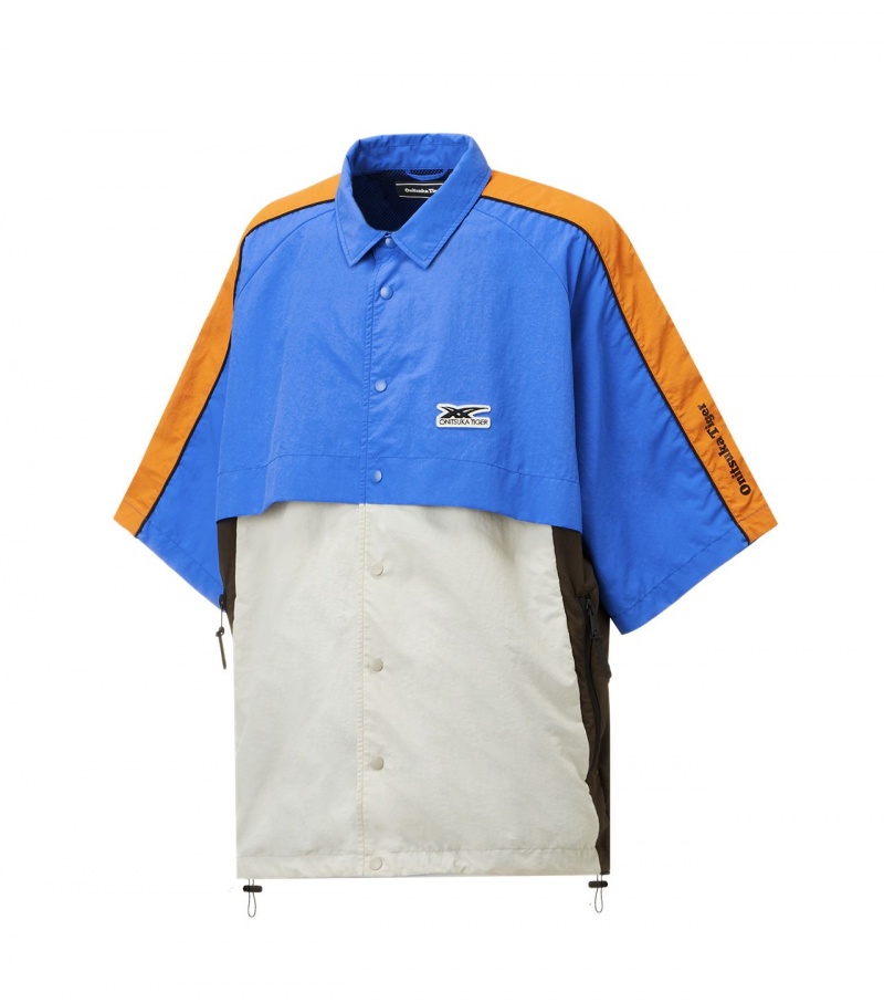 Men's Onitsuka Tiger Shirts Blue | 97432-ZSAU