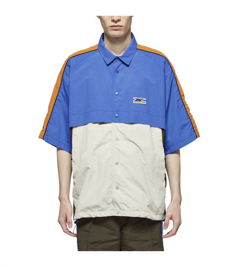 Men's Onitsuka Tiger Shirts Blue | 97432-ZSAU