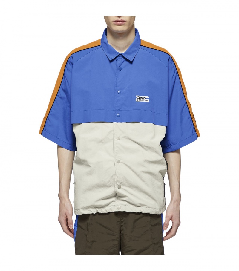 Men's Onitsuka Tiger Shirts Blue | 97432-ZSAU