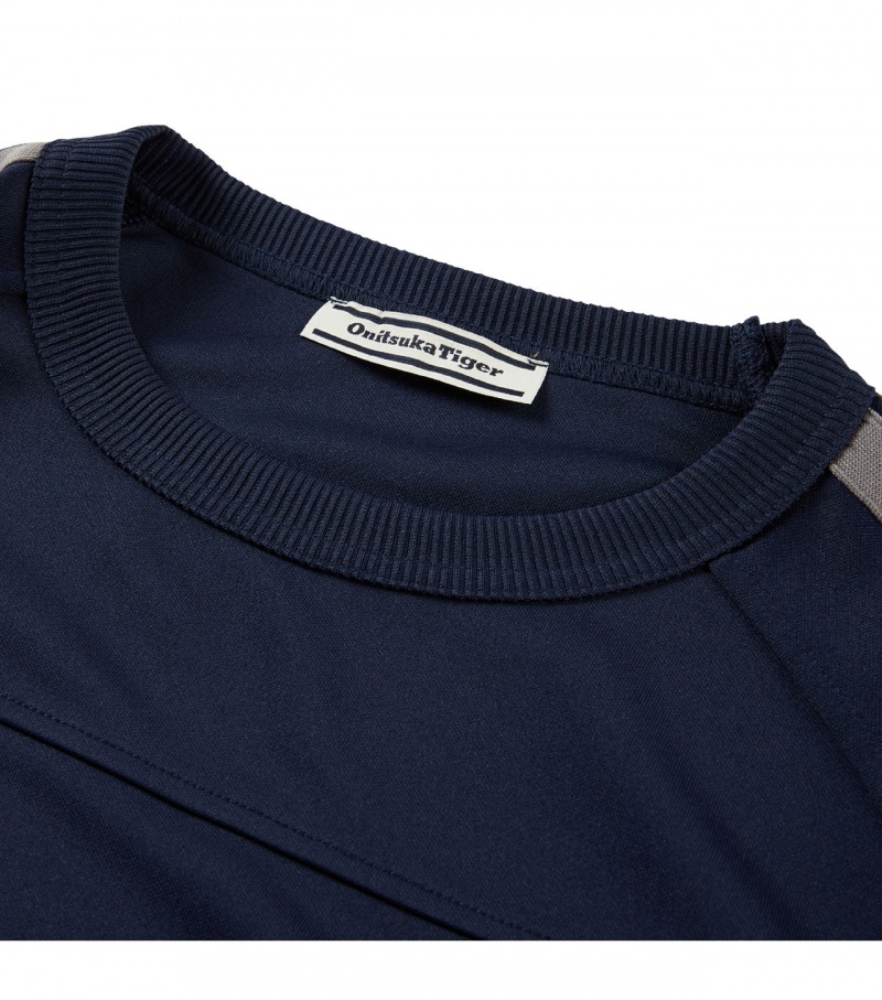 Men's Onitsuka Tiger Shirts Navy | 10524-RSJN