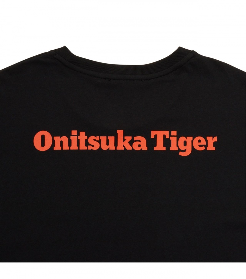 Men's Onitsuka Tiger Ss Graphic T Shirts Black / Orange | 95062-SHFC